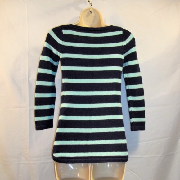 L.L. Bean Womens Sweater Size 12 Long Sleeve Striped Crew Neck Casual Blue - Picture 2 of 6